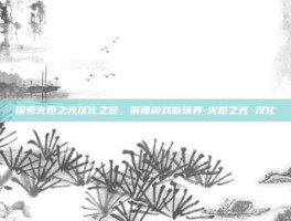 探索火炬之光汉化之旅，解锁游戏新境界-火炬之光 汉化