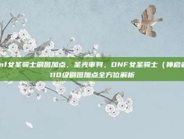 dnf女圣骑士刷图加点，圣光审判，DNF女圣骑士（神启者）110级刷图加点全方位解析
