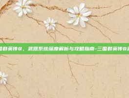三国群英传8，武器系统深度解析与攻略指南-三国群英传8武器