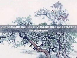 dnf什么职业刷图最快，DNF什么职业刷图最快？2025版本TOP5清图王深度解析