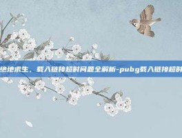 绝地求生，载入链接超时问题全解析-pubg载入链接超时