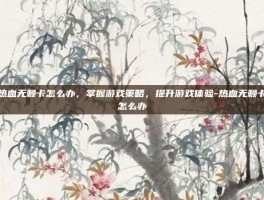 热血无赖卡怎么办，掌握游戏策略，提升游戏体验-热血无赖卡怎么办