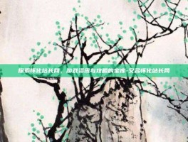 探索怀化站长网，游戏资讯与攻略的宝库-又名怀化站长网