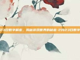 2月23日数字解密，揭秘游戏世界的秘密-2月23日数字解密