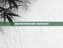 揭秘寻仙中的外挂现象-寻仙有外挂吗