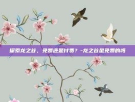探索龙之谷，免费还是付费？-龙之谷是免费的吗