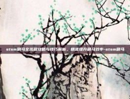 stsm刷马全流程攻略与技巧解析，精准提升刷马效率-stsm刷马