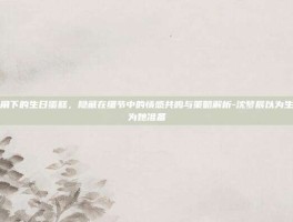 沈梦辰视角下的生日蛋糕，隐藏在细节中的情感共鸣与策略解析-沈梦辰以为生日蛋糕是为她准备