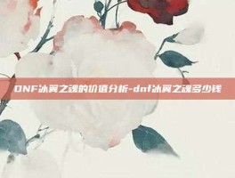 DNF冰翼之魂的价值分析-dnf冰翼之魂多少钱