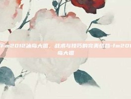 掌握Fm2012冰岛大狙，战术与技巧的完美结合-fm2012冰岛大狙
