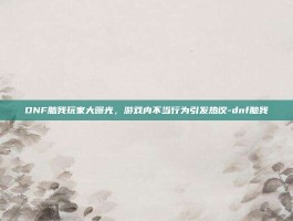 DNF脑残玩家大曝光，游戏内不当行为引发热议-dnf脑残