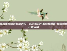 掌握流星蝴蝶剑匕首大招，成为游戏中的终极刺客-流星蝴蝶剑匕首大招