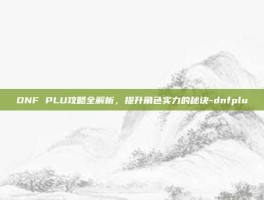 DNF PLU攻略全解析，提升角色实力的秘诀-dnfplu