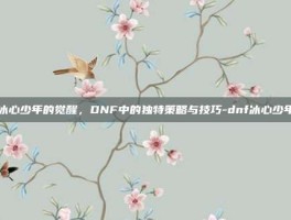 冰心少年的觉醒，DNF中的独特策略与技巧-dnf冰心少年