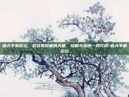 盛大手机论坛，游戏爱好者的天堂，攻略与资讯一网打尽-盛大手机论坛