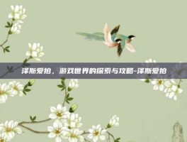 泽斯爱拍，游戏世界的探索与攻略-泽斯爱拍