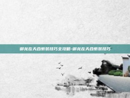 御龙在天合紫装技巧全攻略-御龙在天合紫装技巧