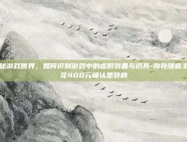 揭秘游戏世界，如何识别游戏中的虚假装备与道具-狗狗腿瘸主人花400元确认是装的