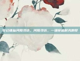梦幻诛仙河阳寻访，河阳寻访，一场穿越时光的梦