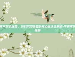 千杯不醉的秘药，游戏沉浸体验的核心秘诀全解析-千杯不醉的秘药