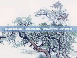 冰洁师加点攻略，掌握游戏精髓，提升战斗效率-冰洁师加点