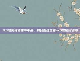 S5总决赛资格争夺战，揭秘晋级之路-s5总决赛资格