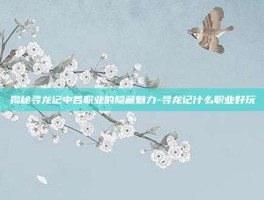 揭秘寻龙记中各职业的隐藏魅力-寻龙记什么职业好玩