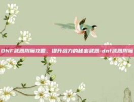 DNF武器附魔攻略，提升战力的秘密武器-dnf武器附魔