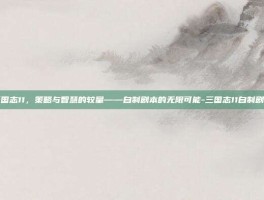 三国志11，策略与智慧的较量——自制剧本的无限可能-三国志11自制剧本