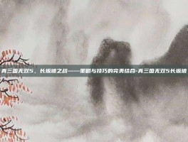 真三国无双5，长坂坡之战——策略与技巧的完美结合-真三国无双5长坂坡