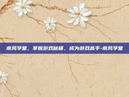 南风学堂，掌握游戏秘籍，成为游戏高手-南风学堂