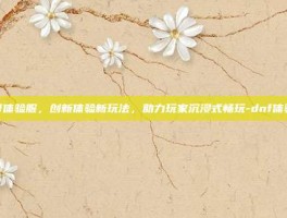 dnf体验服，创新体验新玩法，助力玩家沉浸式畅玩-dnf体验服