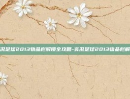 实况足球2013物品栏解锁全攻略-实况足球2013物品栏解锁