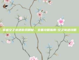 掌握空之轨迹游戏精髓，全面攻略指南-空之轨迹攻略