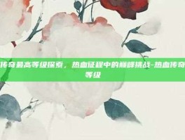 热血传奇最高等级探索，热血征程中的巅峰挑战-热血传奇最高等级
