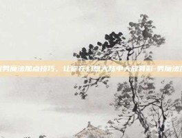 掌握男魔法加点技巧，让你在幻想大陆中大放异彩-男魔法加点