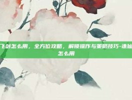 诛仙飞剑怎么用，全方位攻略，解锁操作与策略技巧-诛仙飞剑怎么用