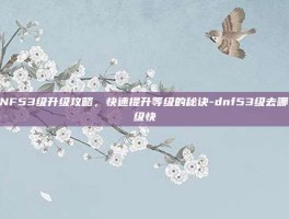 DNF53级升级攻略，快速提升等级的秘诀-dnf53级去哪升级快