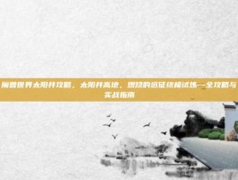 魔兽世界太阳井攻略，太阳井高地，燃烧的远征终极试炼—全攻略与实战指南