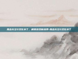 鹰击长空2汉化补丁，解锁游戏新境界-鹰击长空2汉化补丁