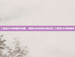 三国志12兵种相克攻略，策略与战术的完美结合-三国志12兵种相克