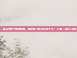 幻想三国志4属性加点攻略，如何最大化你的战斗力？-幻想三国志4属性加点