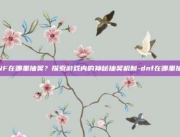 DNF在哪里抽奖？探索游戏内的神秘抽奖机制-dnf在哪里抽奖