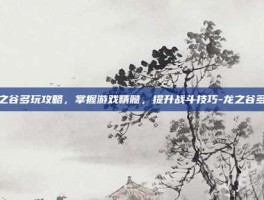 龙之谷多玩攻略，掌握游戏精髓，提升战斗技巧-龙之谷多玩