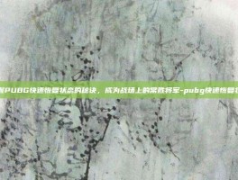 掌握PUBG快速恢复状态的秘诀，成为战场上的常胜将军-pubg快速恢复状态