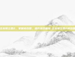 炎龙骑士团2，掌握修改器，提升游戏体验-炎龙骑士团2修改器