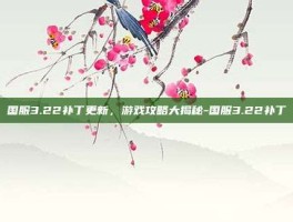 国服3.22补丁更新，游戏攻略大揭秘-国服3.22补丁