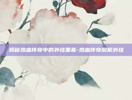 揭秘热血传奇中的外挂黑幕-热血传奇脱机外挂