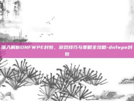深入解析DNFWPE封包，游戏技巧与策略全攻略-dnfwpe封包