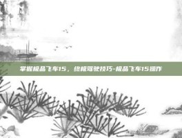 掌握极品飞车15，终极驾驶技巧-极品飞车15操作